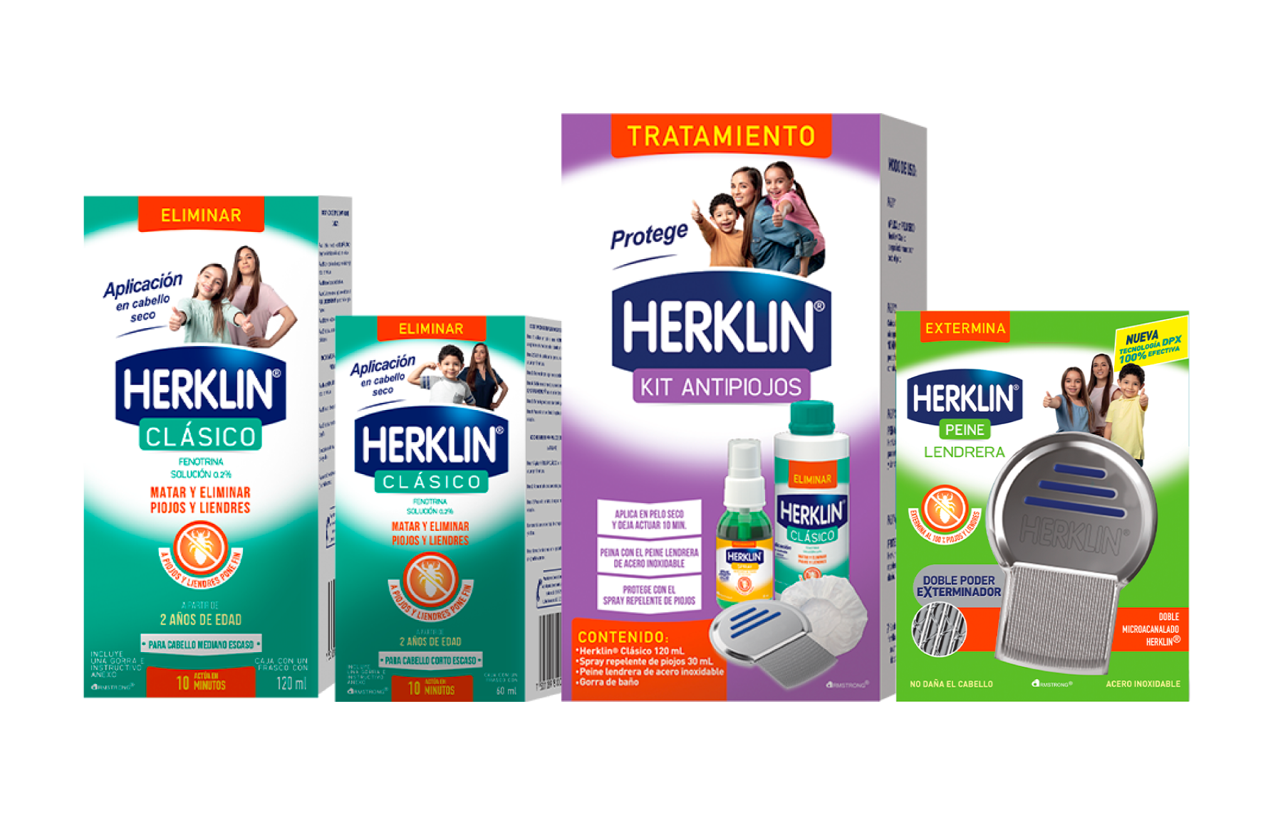 Línea Herklin de eliminación: Clásico, Kit Antipiojos y peine Liendrera.